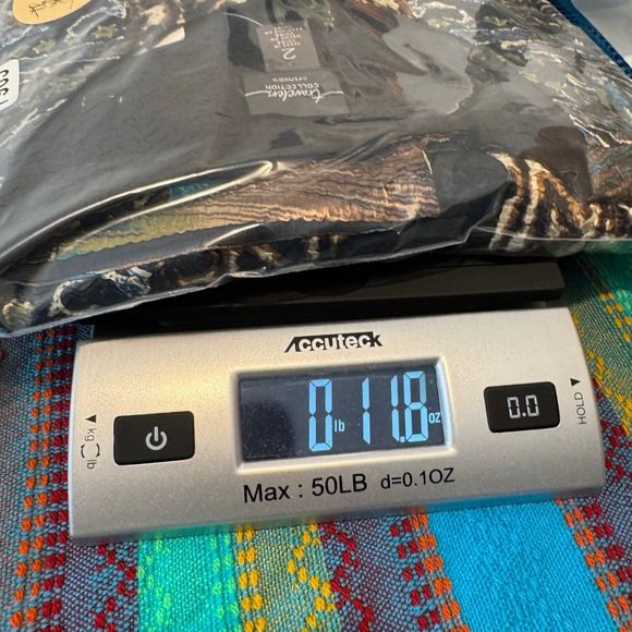 Chicos Travelers Crushed Artsy Jacket Womens 2 L 12 Brown Blue Green NEW - Picture 15 of 15